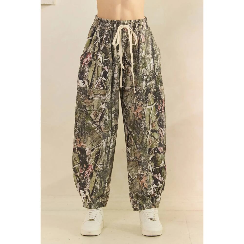 Veveret Women's baggy Y2K Printed French Terry Pants Medium A010908